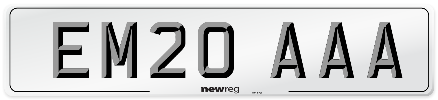 EM20 AAA Number Plate from New Reg
